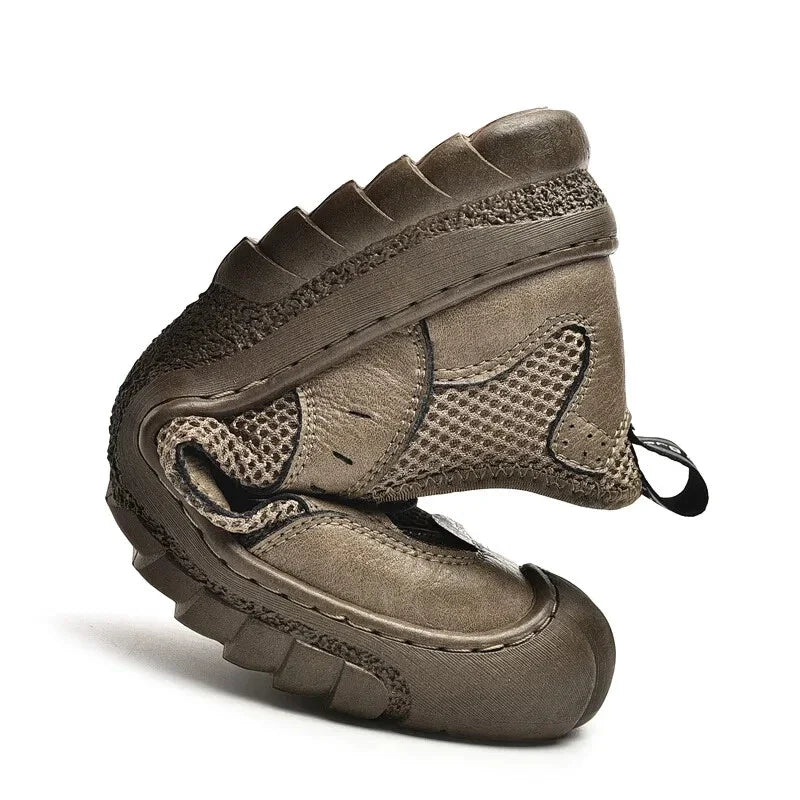 Casual Shoes Men's Leather Handmade Hiking Shoes Breathable Comfortable Shoes